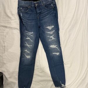 Torrid Dark Blue Distressed Skinny Jeans